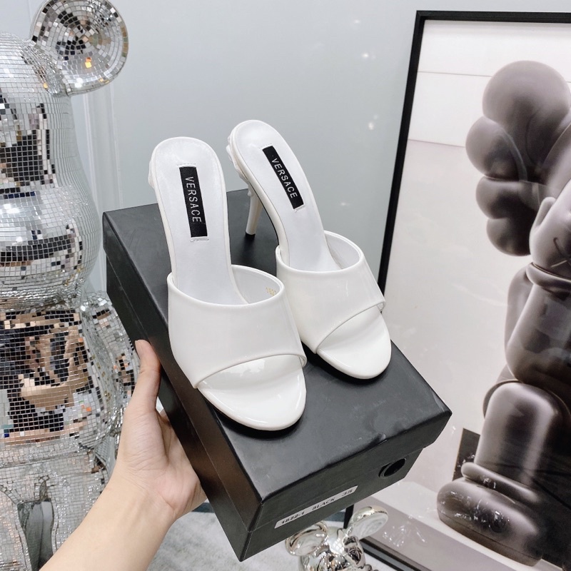 Guốc Versace Bóng Trắng Đen Full Size 35-39  -  By Anh Dinh Phuong