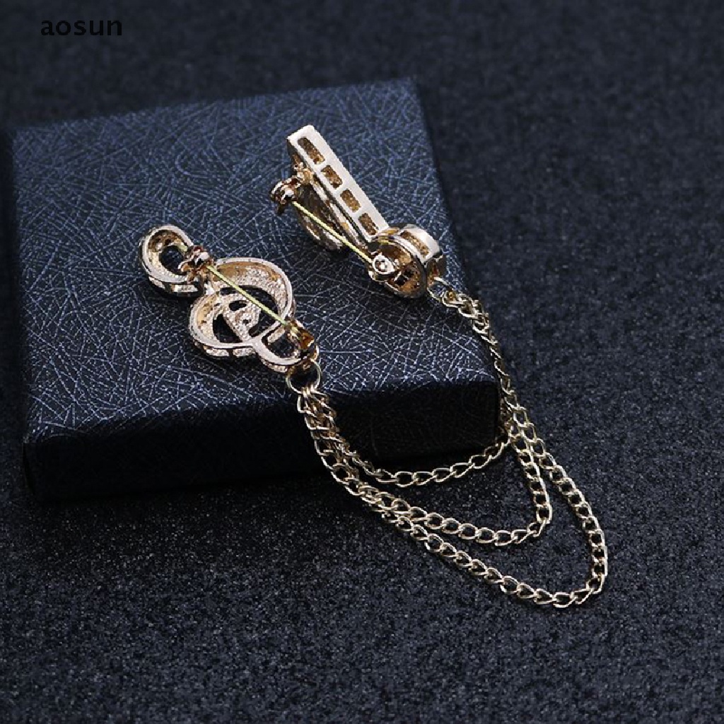 Asun Ghim Cài Áo Dây Xích Tua Rua Hình Nốt Nhạc Pha Lê Cho Unisex EN