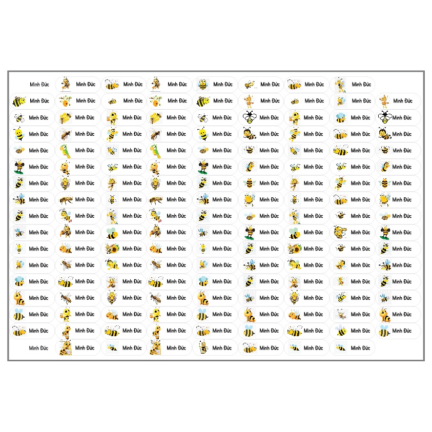 Sticker, In sticker tên bé, dán đồ dùng học tập, dán bút, thước..v..v.. in tên theo yêu cầu của bạn