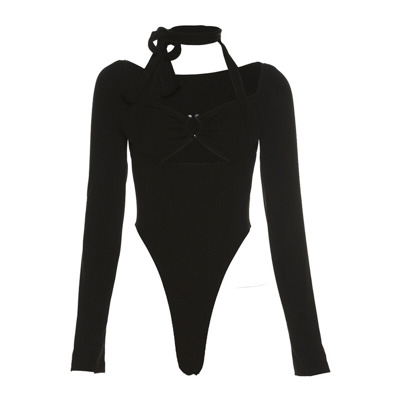 Set trang phục liền thân WEIRD PUSS cổ yếm tay dài xinh xắn quyến rũ dành cho nữ