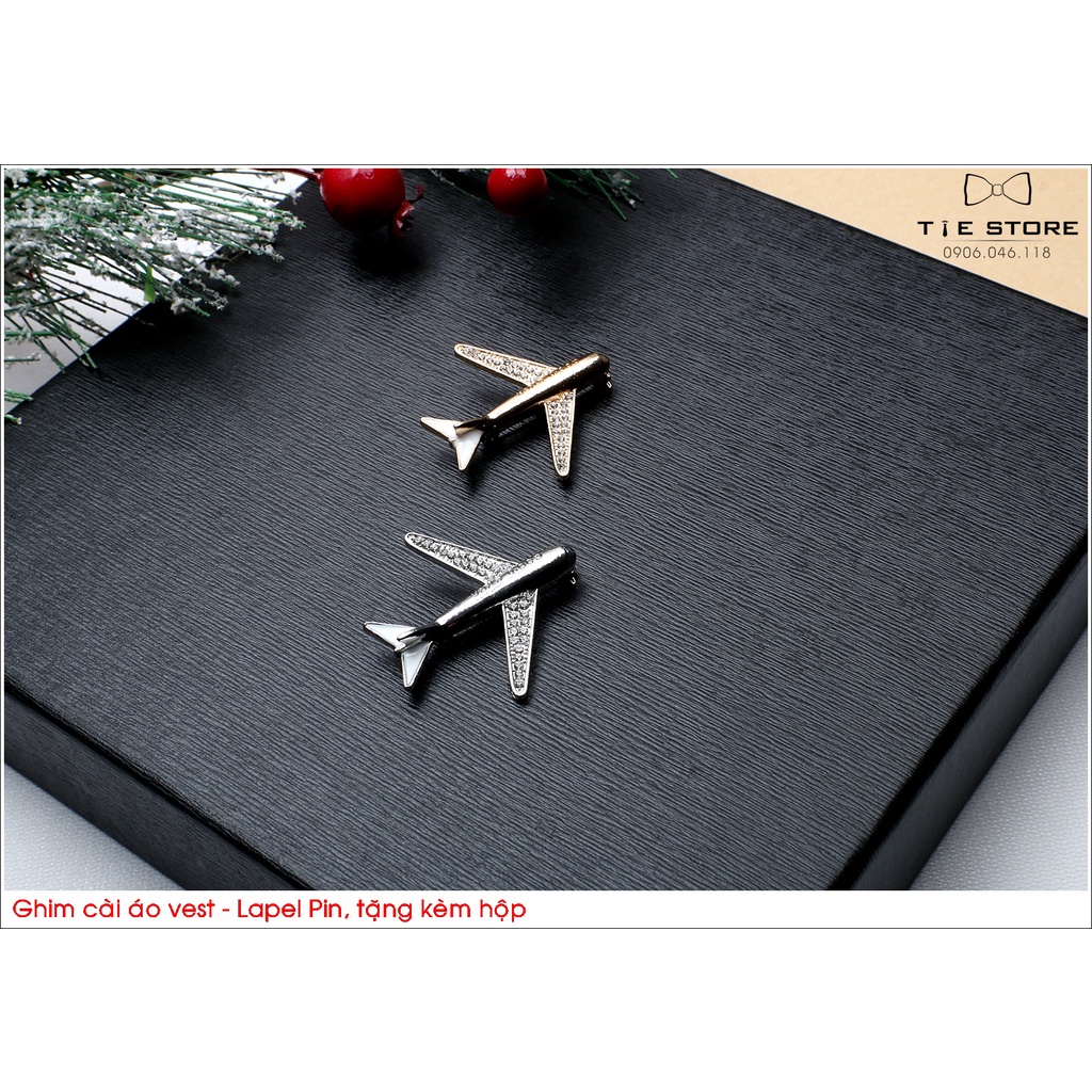 Ghim cài áo máy bay đính đá cao cấp - ghim cài vest cưới Tien Nguyen