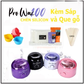 Nồi nấu sáp wax nóng tặng kèm sáp  chén silicon máy nấu sáp pro wax 100 siêu tiên lợi máy đun sáp pro wax 100