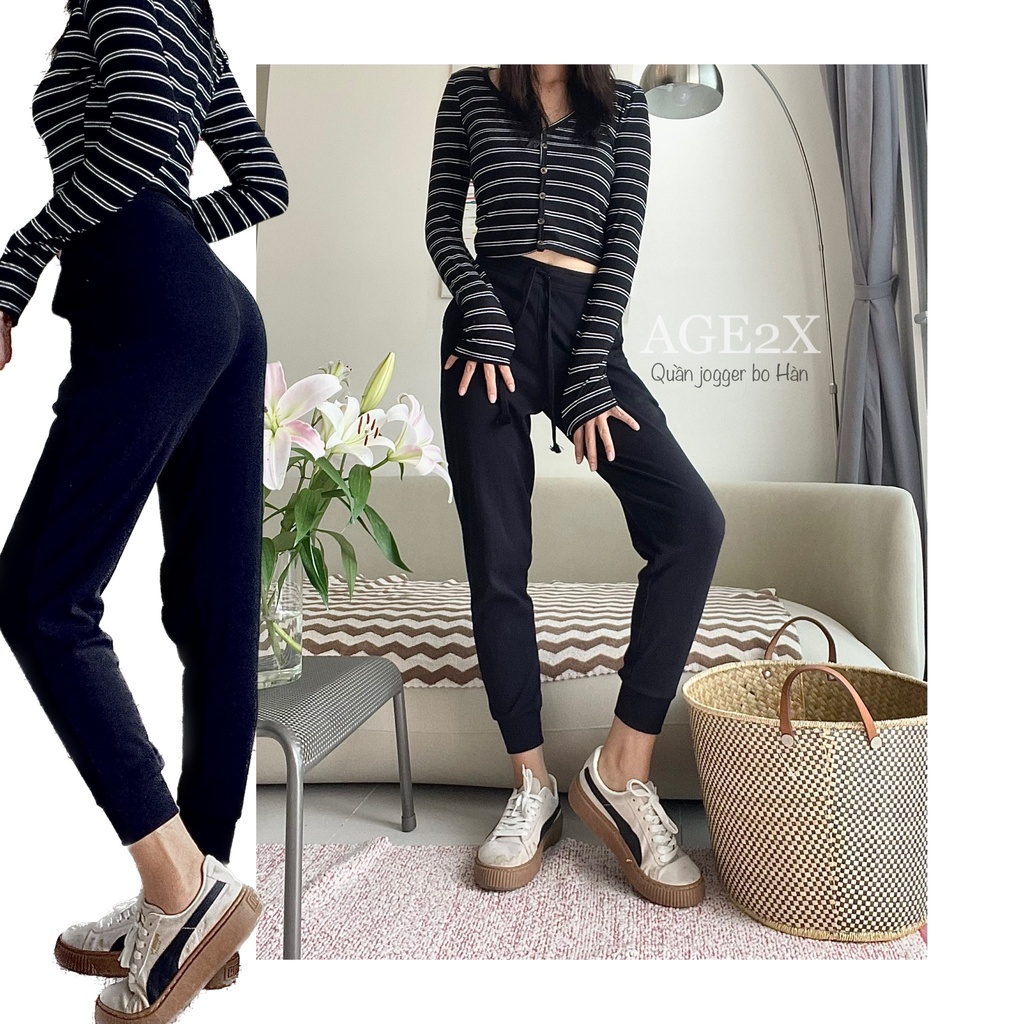 Quần Jogger thun gân Hàn chất vải mịn độc quyền chính hãng AGE2X