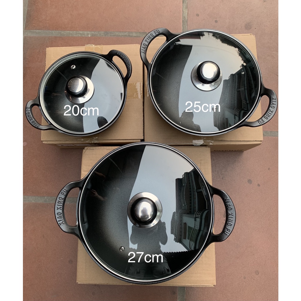 Nồi Gang Thô Nguyên Khối Chống Dính Tự Nhiên Dùng Bếp Gas, Bếp Từ