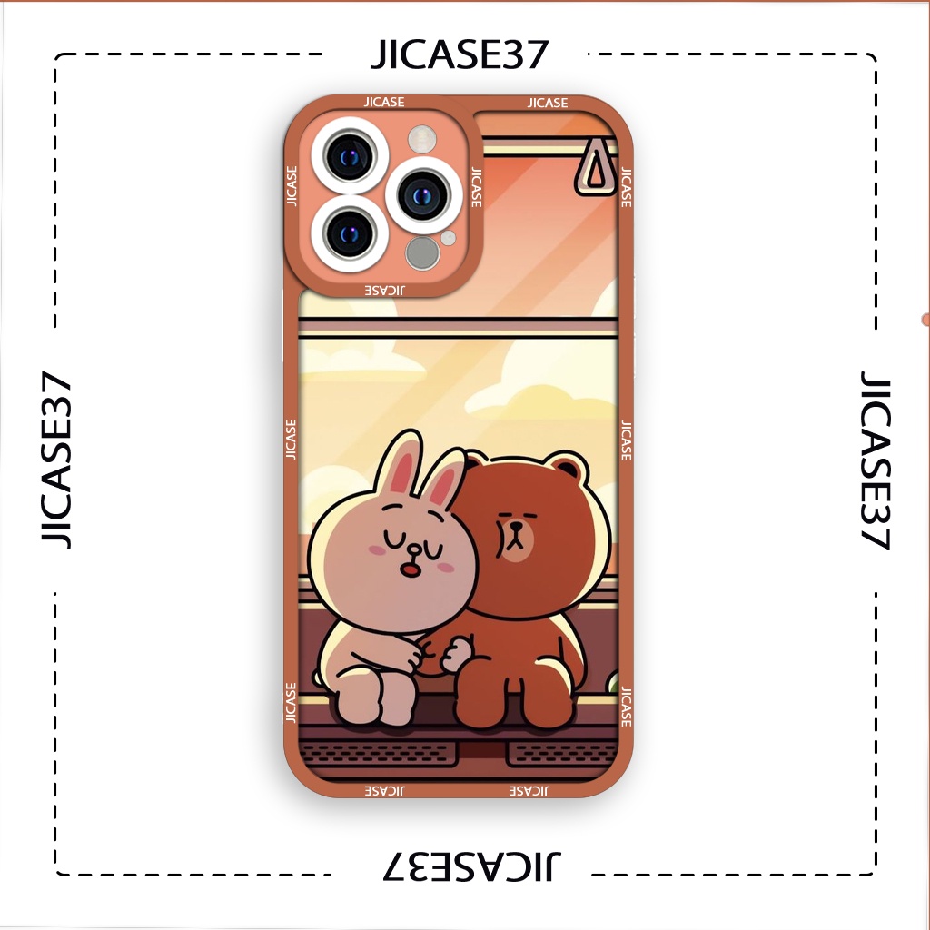 Ốp lưng iphone cạnh vuông Jicase Cony và Brown nền nâu 6plus/6s/6splus/7/7plus/8/8plus/x/xs/11/12/pro/max/plus/promax