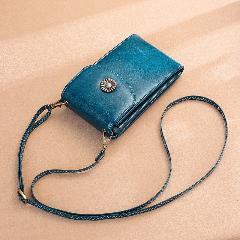 Túi Đeo Chéo Đựng Điện Thoại Bằng Da Bò Thật Thời Trang Mùa Hè Dành Cho Nữ