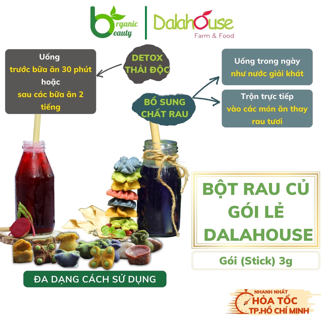 Gói Lẻ - Bột Rau Củ Organic Dalahouse - Bột Hữu Cơ Sấy Lạnh Nguyên Chất Dalahouse - Gói 3g