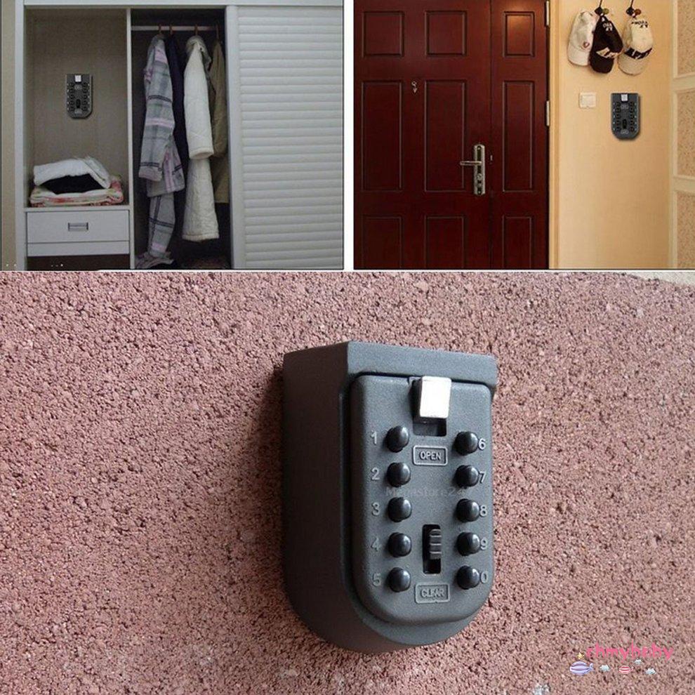 Treo Tường Ngoài Trời Lưu Trữ Chìa Khóa Hộp 10 Chữ Số Nút Nhấn Kết Hợp PasKey An Toàn Có Thể Đặt Lại Mã [O/24]