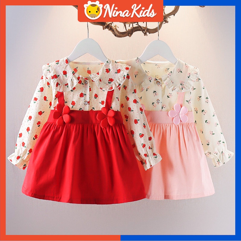 Đầm Tay Dài Thời Trang Năm Mới Xinh Xắn Dành Cho Bé Gái 0-4 Tuổi