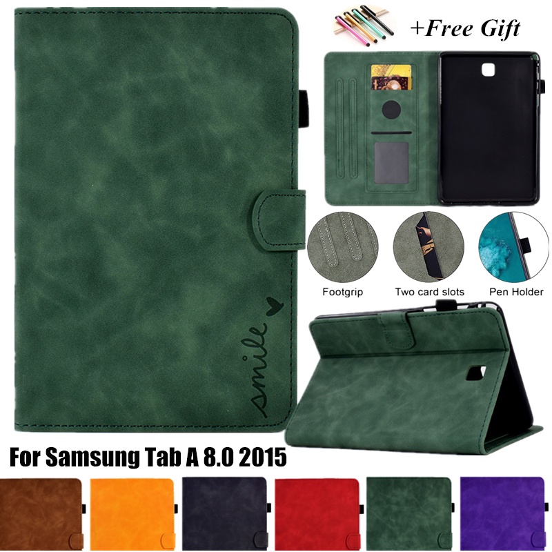 Ốp Máy Tính Bảng Da Từ Tính Có Khe Đựng Bút Cho Samsung Galaxy Tab A 8.0 2015 SM-T350 SM-T355 SM-P350 SM-P355