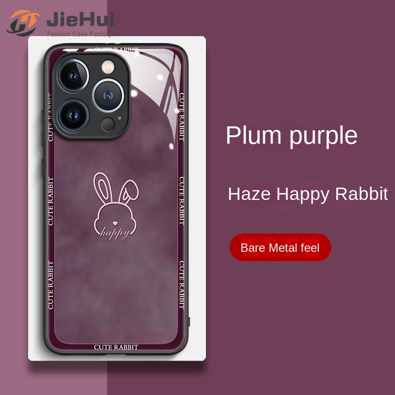 Ốp Điện Thoại Mặt Kính Hình Thỏ Cho iPhone 14 13 12 11 Pro Max X XS XR 8 7 6 Plus