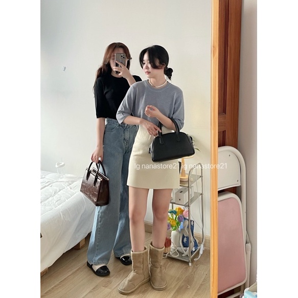 Chân váy len trơn cạp chun