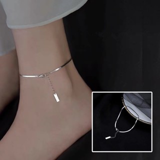 Lắc Chân Mạ Bạc Không Phai Họa Tiết Xương Rắn Đơn Giản Thời Trang Cho Nữ