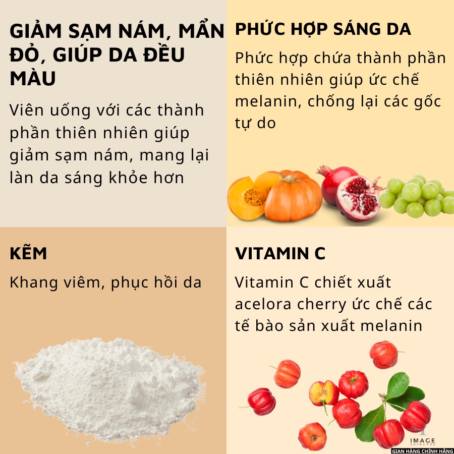 Viên uống trắng da giảm nám Image Skincare Hush & Hush Skincapsule Brighten+ 60 viên