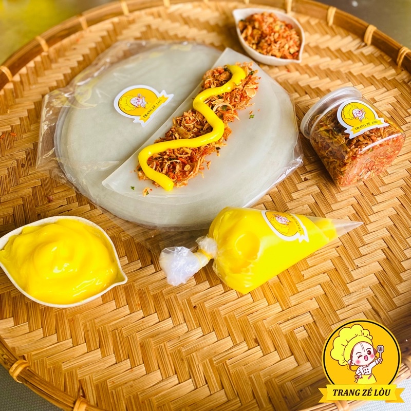 Combo Bánh Tráng Phơi Sương 100g 🧈 100g Bơ Trứng, 120ml Muối Tôm Hành Phi 🧈 Ăn Vặt Trang Zé Lòu