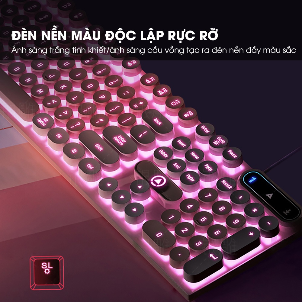 Bàn phím máy tính gaming SIDOTECH K600 có dây full size phím giả cơ nút tròn LED RGB phù hợp dân văn phòng và game thủ