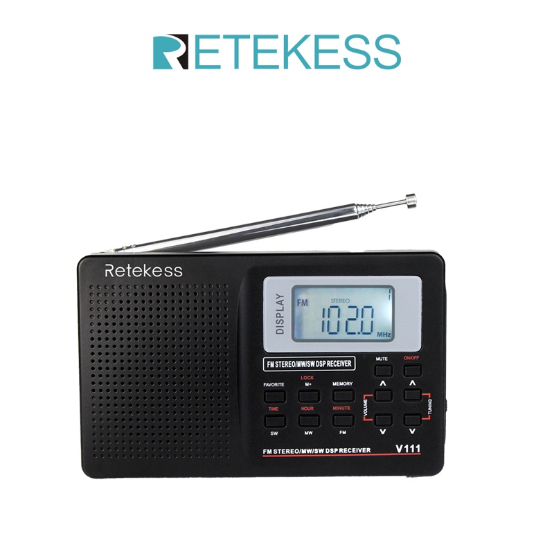Radio Retekess V111 Hỗ Trợ Pin AM FM / AA Kèm Tai Nghe Tiện Lợi