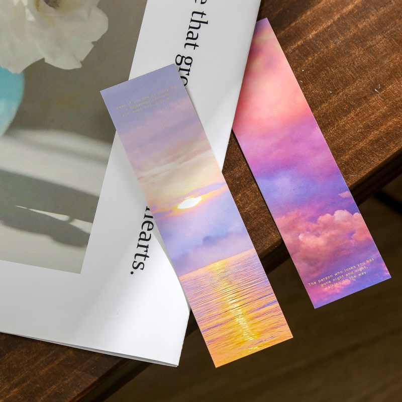 Hộp 30 Thẻ Đánh Dấu Trang Sách Hình Bầu Trời Đầy Sao Lãng Mạn