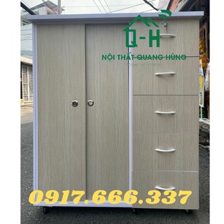 Tủ nhựa đài loan 2 cánh 5 ngăn kéo cửa lùa màu kem giá rẻ - giao hàng hỏa tốc