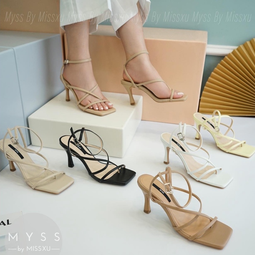 Giày sandal quai ngang phối chéo quấn cổ chân 7 cm thời trang MYSS - SD156