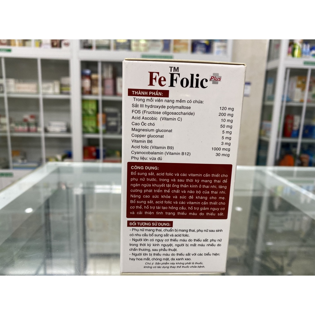 Viên uống bổ sung sắt và acid folic Fefolic plus hộp 30 viên giúp nâng cao sức đề kháng, giảm tình trạng thiếu máu
