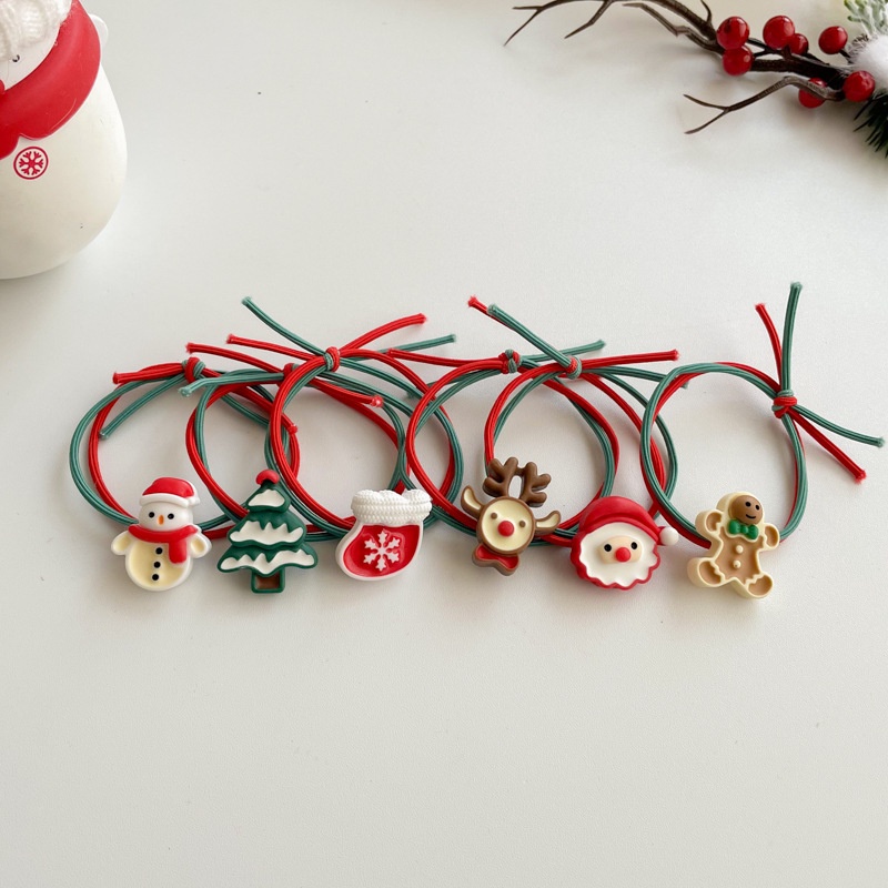 Dây Buộc Tóc Cao Su Co Giãn Hai Màu Sắc Phong Cách Giáng Sinh