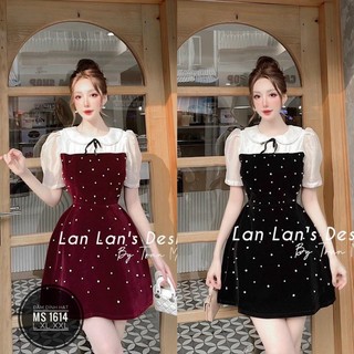 Bigsize hiếu hiếu ( đầm nhung cổ tiểu thư đính ngọc 55-100kg )