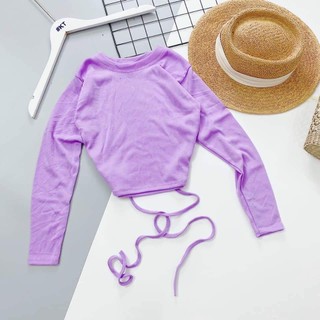 Áo CROPTOP tay dài CỘT DÂY EO