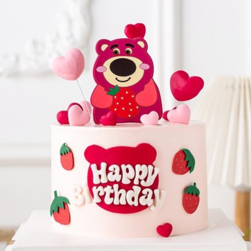 Búp Bê Trang Trí Bánh Kem Hình Gấu Dâu Hoạt Hình Dễ Thương