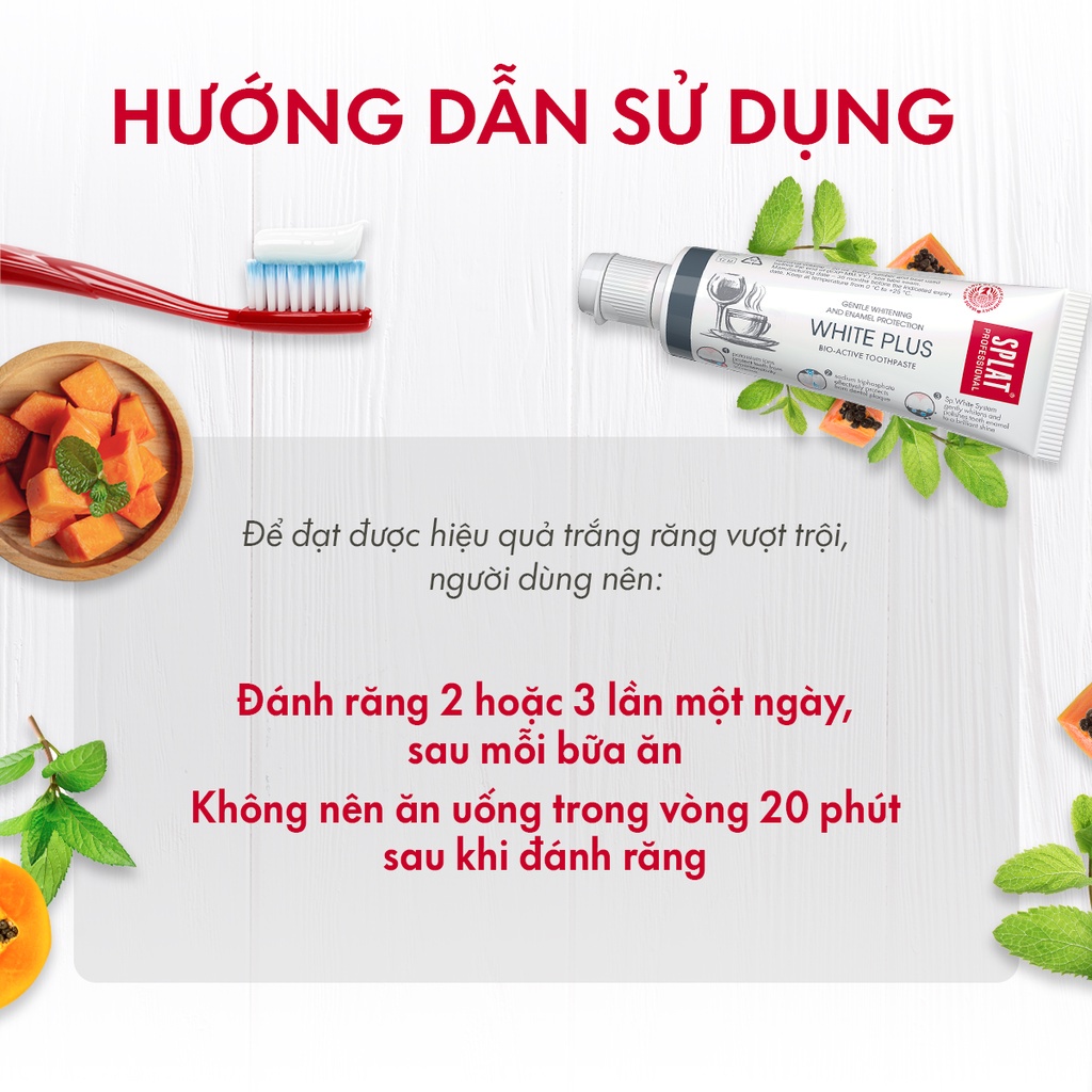 Kem Đánh Răng SPLAT White Plus Professional series Giúp Trắng Sáng, Loại Bỏ Vết Ố Vàng Hiệu Quả Dung Tích 20ml