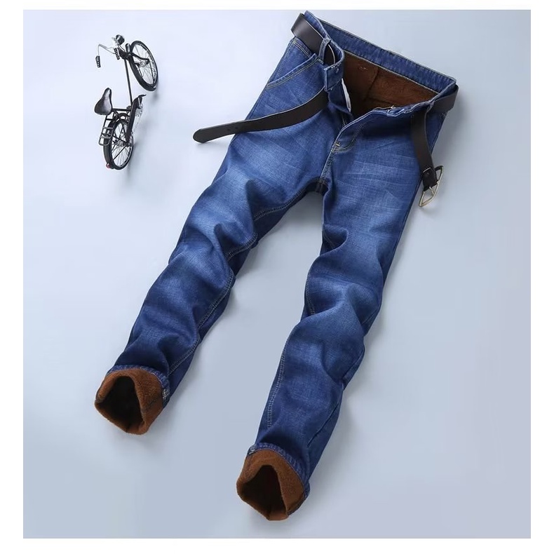 Quần Jean Lót Lông Cừu Dày Dặn Giữ Ấm Mùa Thu Đông Cho Nam size 28-40