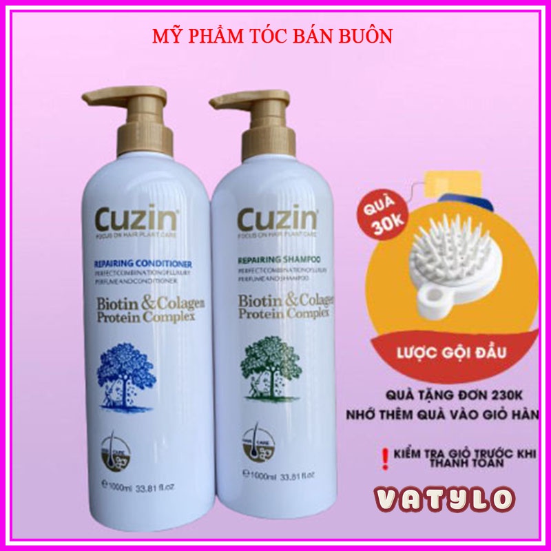 Cặp dầu gội xả Biotin & Collagen CUZIN Giảm Rụng Tóc, Phục Hồi Tóc Khô Xơ