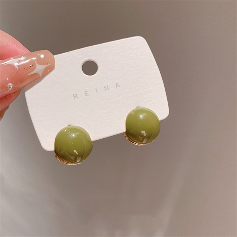 Bông Tai Hai Mặt Hình Tròn Đính Hạt Đậu Đỏ Phong Cách Đơn Giản Thời Trang 2022 Dành Cho Nữ