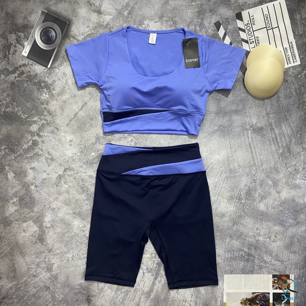 Bộ đồ tập gym yoga aerobic nữ phối màu set tập thể thao chất vải co giãn thấm hút mồ hôi