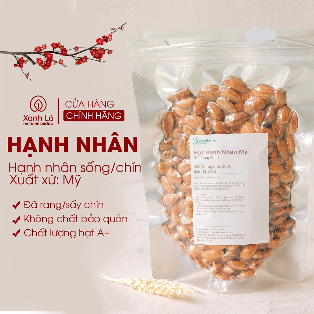 Hạt hạnh nhân Olam sấy chín hoặc sống đã tách vỏ nguyên vị loại A Xanh Lá nhập khẩu Mỹ