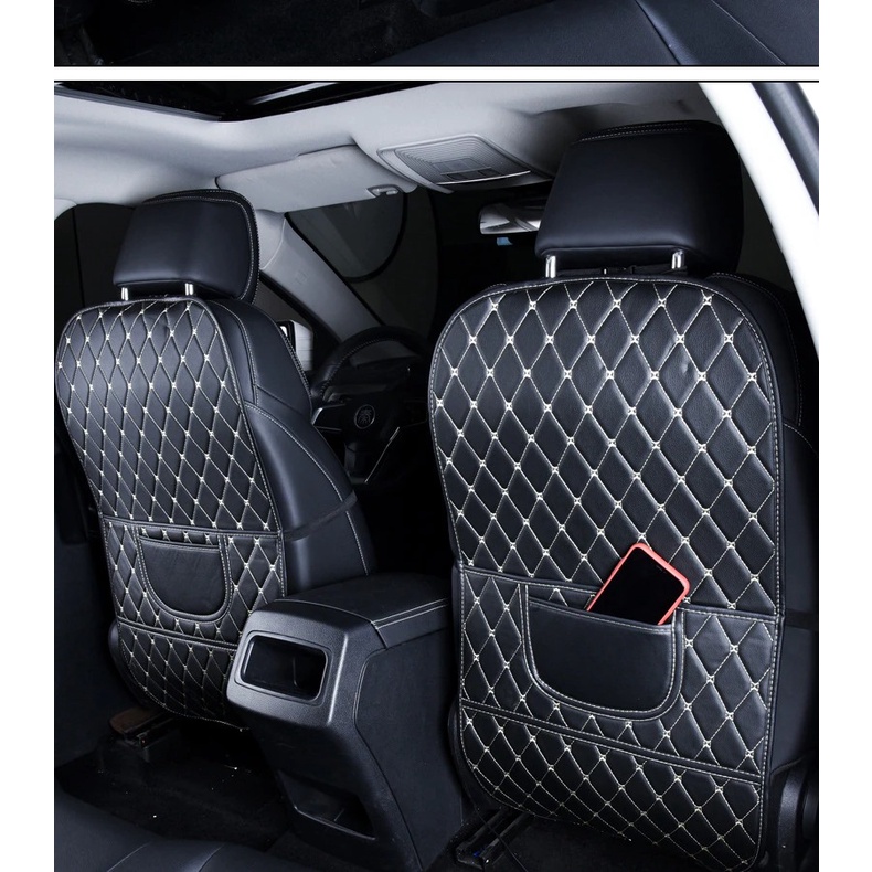 [82x43 cm] Miếng Da Đệm Sau Ghế Xe Ô Tô Chống Trầy Xước Ghế Thiết Kế Kiêm Túi Đựng Đồ Tiện Lợi