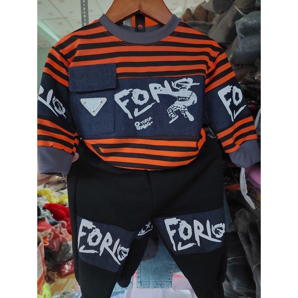 Bộ da cá phối jean bé