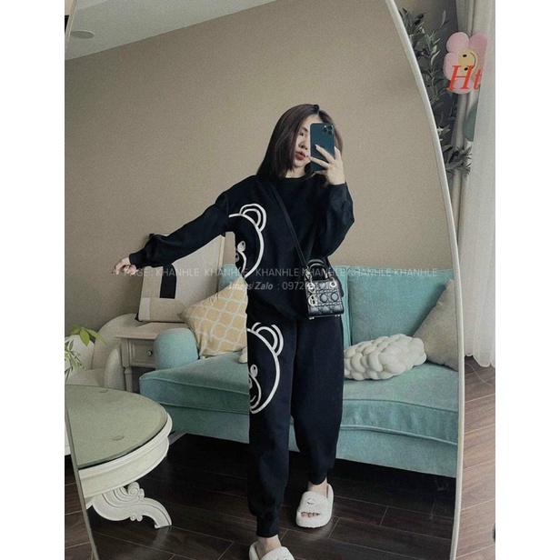 Bộ nỉ bo cotton gấu moss HT12