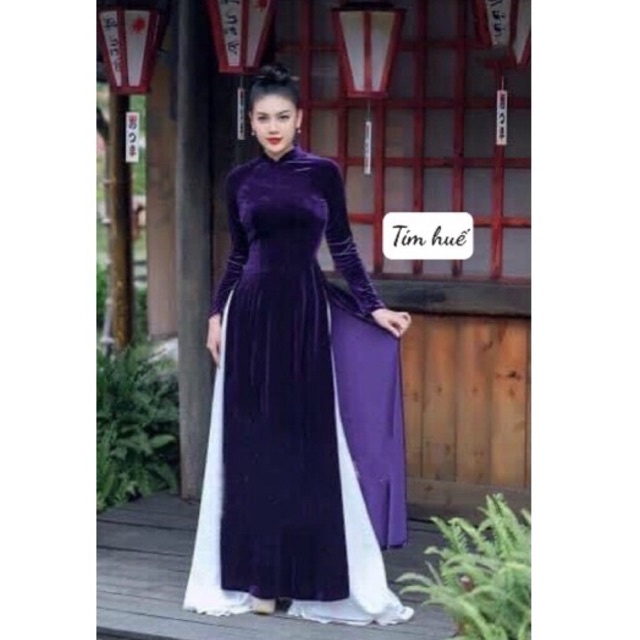N12-Áo dài nhung tím huế truyền thống may sẵn(có big size 80kg)/ÁO DÀI LYNKA88