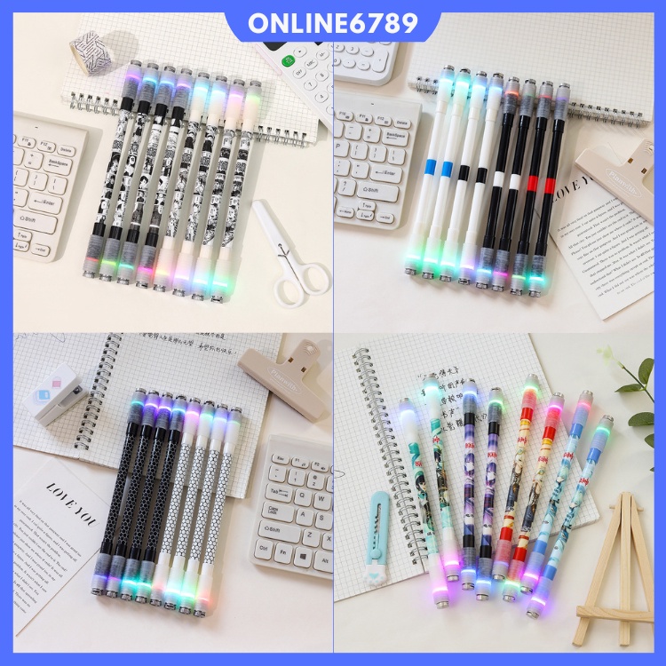 Bút quay nghệ thuật có đèn led full 50 mẫu pen spinning mod phát sáng cực ngầu thư giãn giảm căng thẳng sành điệu