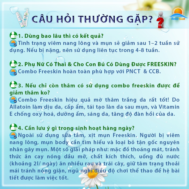 Combo Viêm Nang Lông, Mụn Lưng Freeskin, Xịt và Sữa Tắm Giảm Viêm Nang Lông, Mụn Lưng, Mờ Thâm- shop Hello Sun | BigBuy360 - bigbuy360.vn