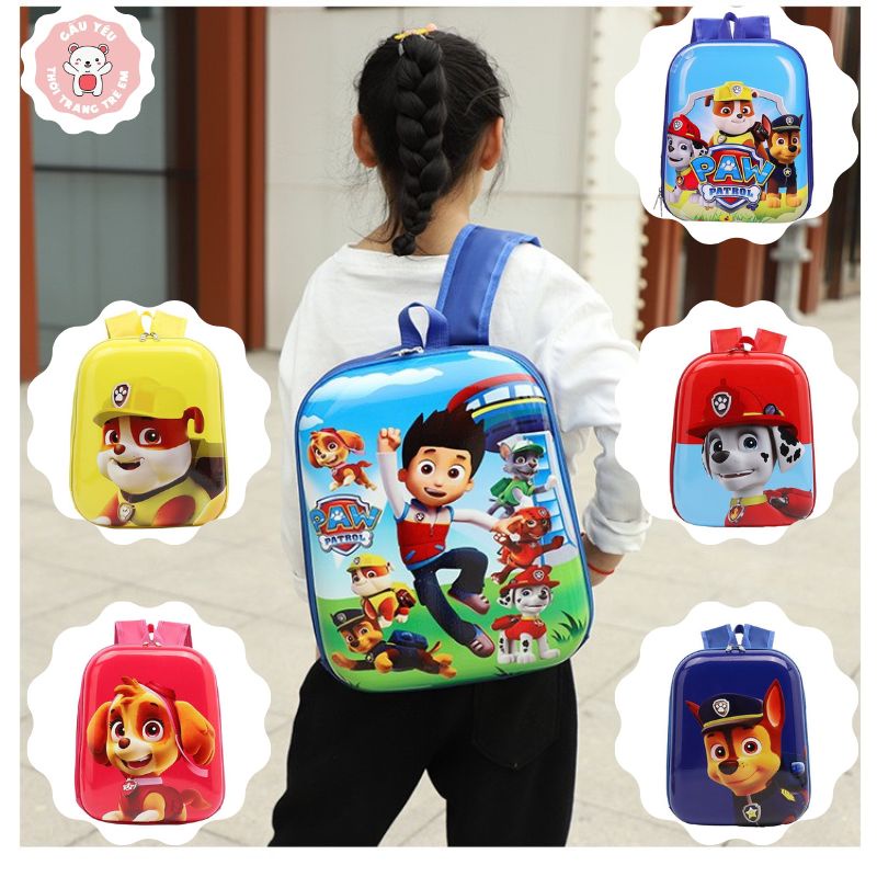 Balo đi học mẫu giáo, mầm non, tiểu học cho bé trai bé gái đội chó cứu hộ Pawpatrol chất liệu chống nước Gấu Yêu Shop