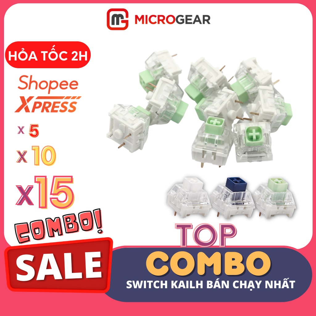 Combo 5/10/15 Công tắc phím cơ - Kailh Box Switch Navy / Jade / White (Clicky) - Hàng NK Chính Hãng