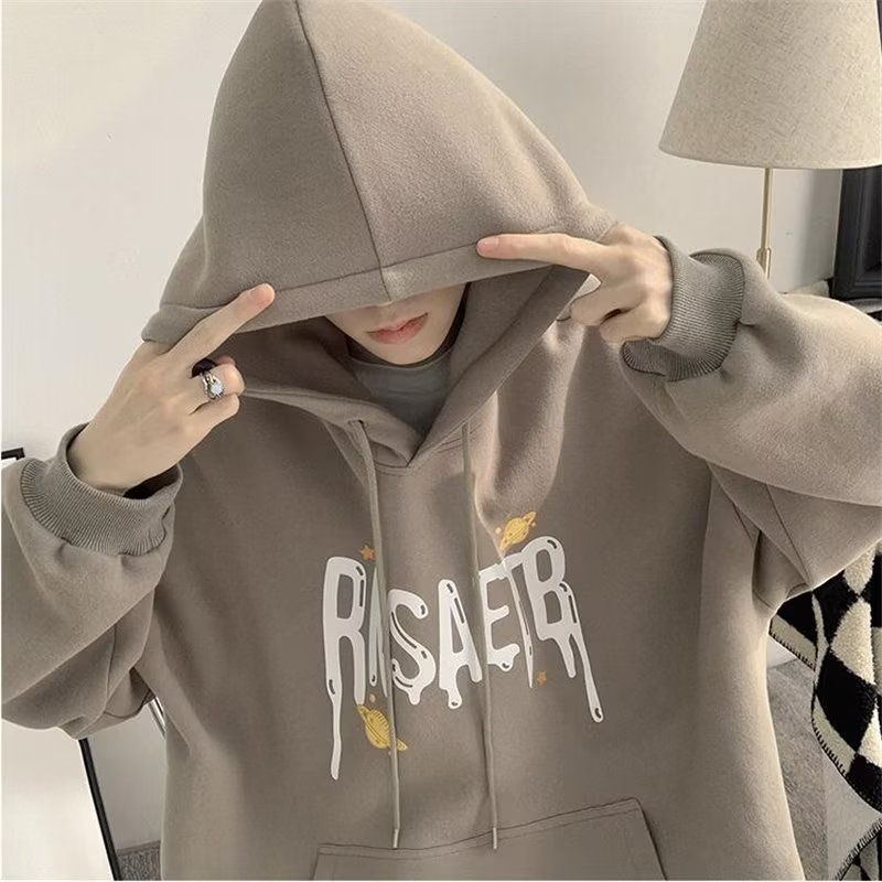 Áo hoodie In Chữ Thời Trang Mùa Đông Hàn Quốc Cho Nam Cỡ Lớn M-5XL