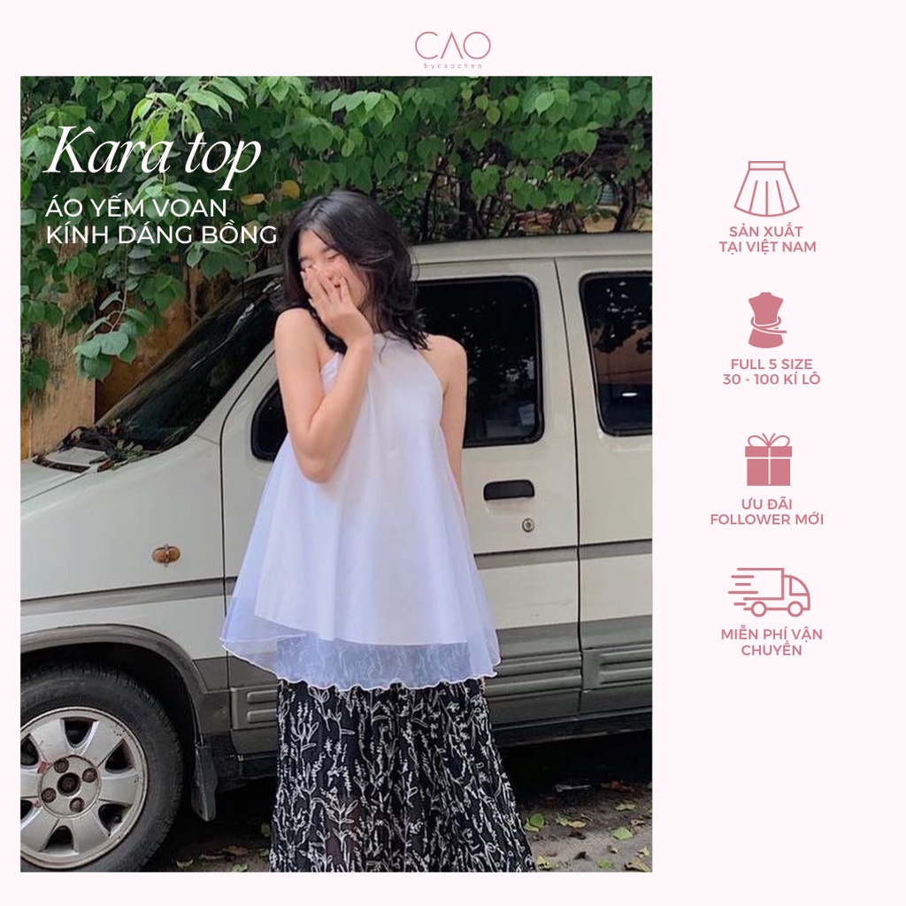 ÁO KIỂU - KARA TOP - ÁO YẾM VOAN KÍNH DÁNG BỒNG - A0037