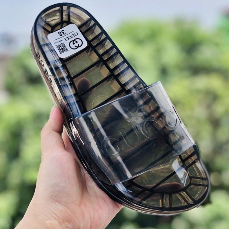 - Dép Nữ Quai Trong Gucci Nam Nữ Màu Nâu/Trắng Full Box g