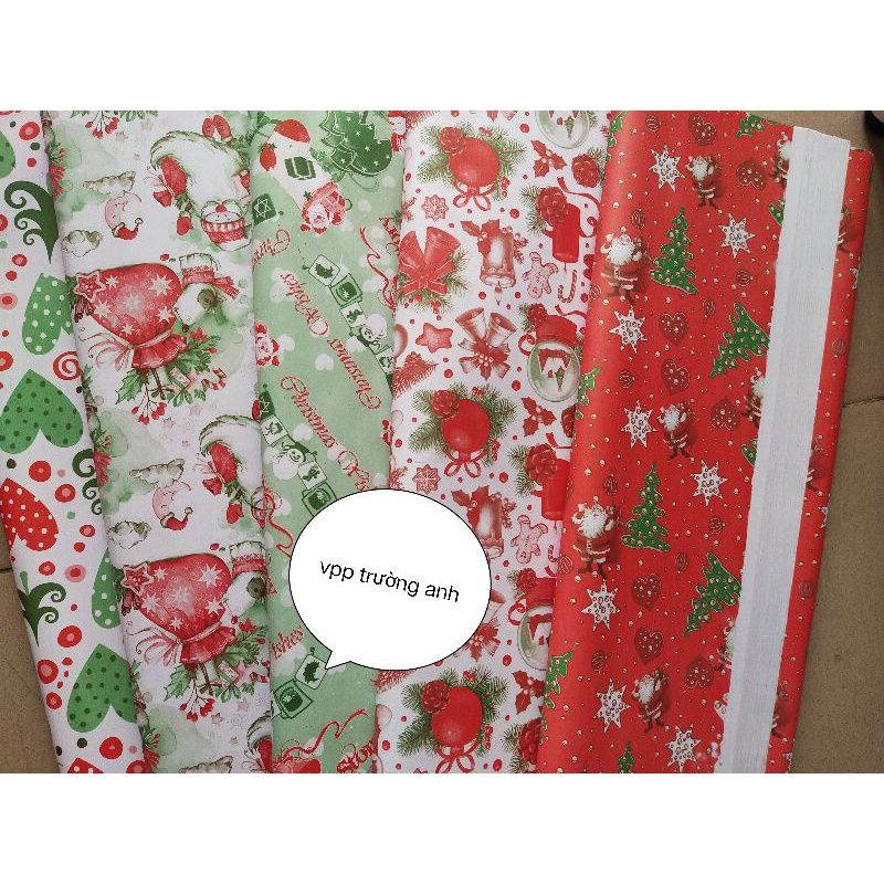 set 100 tờ giấy gói quà noel thường
