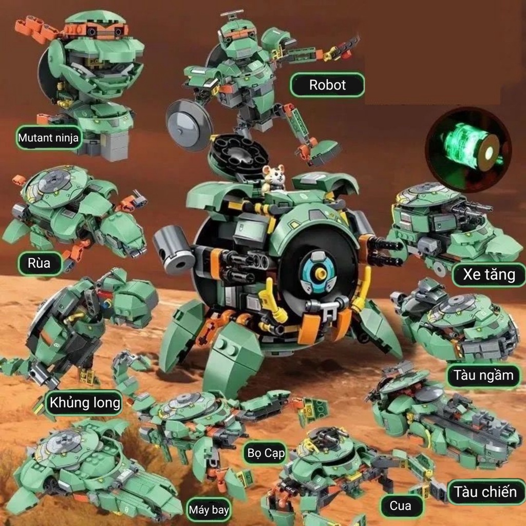 Đồ Chơi Lắp Ghép LEGO's 12in1 Wrecking Ball Hamster CÓ LAZER Siêu Anh Hùng Iron Man, Captain America, Robot, Xe Tăng