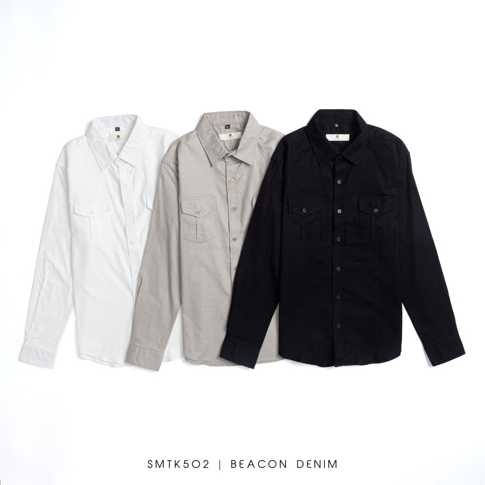 Áo Sơ Mi Nam Thiết Kế Túi Hộp BEACON DENIM Form Rộng Basic Trẻ Trung SMTK502