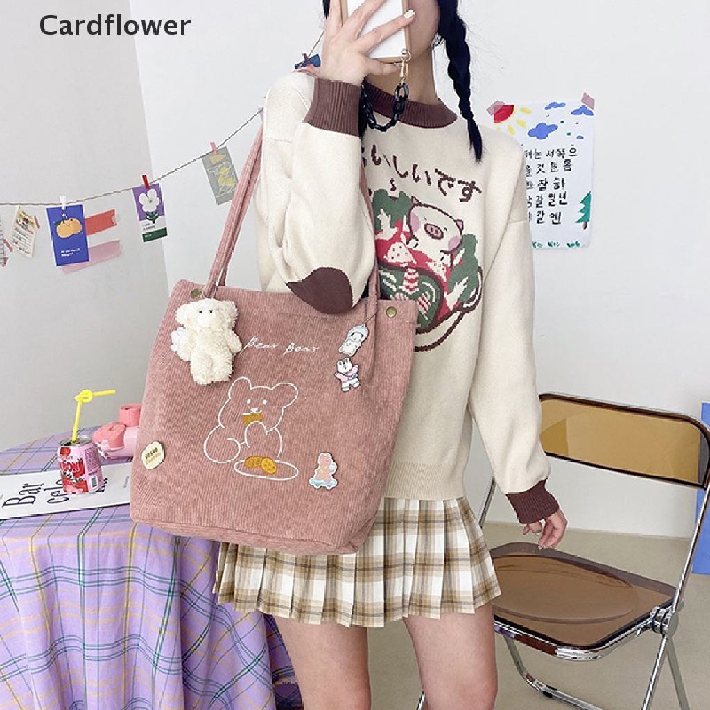 < Cardflower > Túi Đeo Vai / Xách Tay / Đeo Chéo Hình Gấu Bông Vải Nhung Nhật Bản Mới Bán Chạy